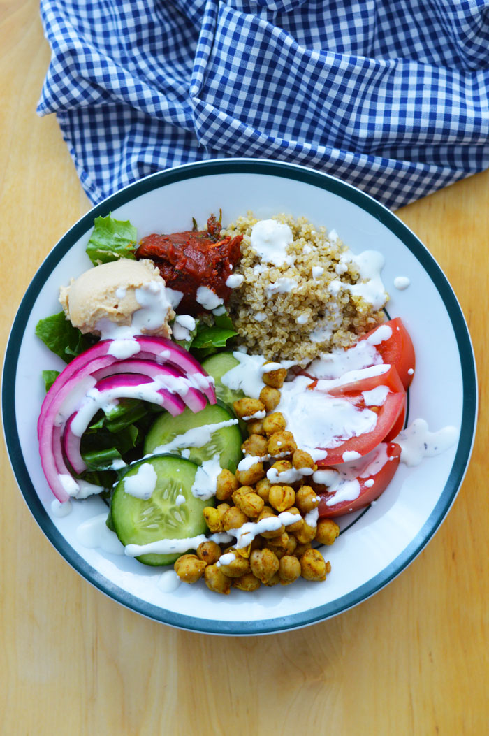 Greek Buddha Bowl with Spicy Roasted Chickpeas | dcgirlinpearls.com