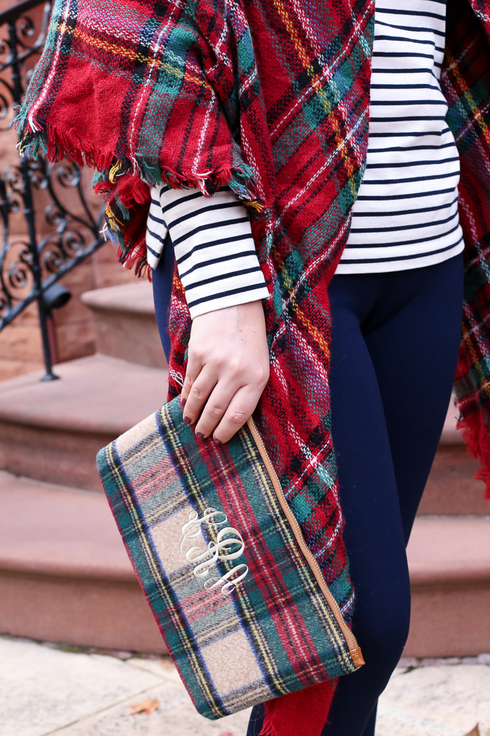 Striped Long Sleeve Tee Plaid Scarf | dcgirlinpearls.com