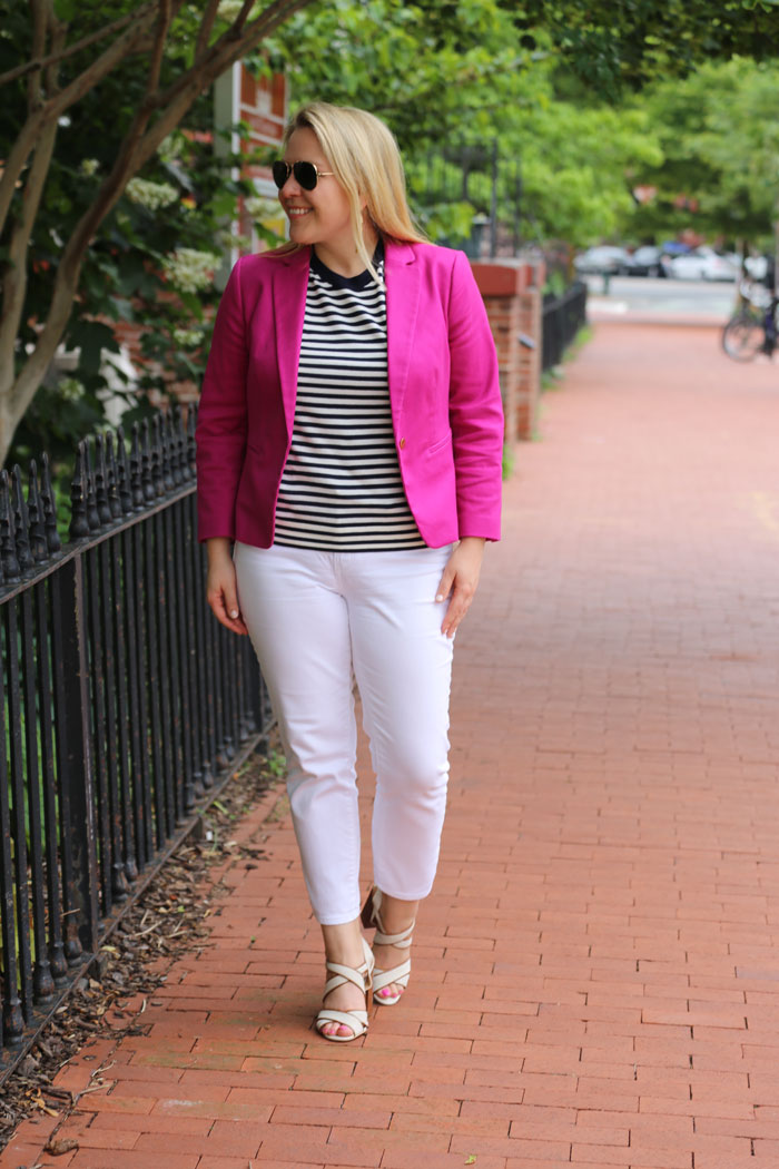 How To Style White Jeans for Work | @dcgirlinpearls
